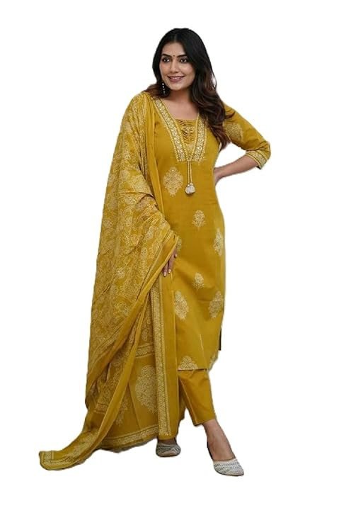 Women's Pure Cotton Printed with Handwork