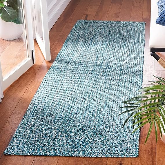 Vintage Threads Sustainable Reversible Cotton Hand Braided Carpet, Indoor/Outdoor Area Rug, High Traffic, Kitchen Balcony, Bedroom, Living, Dining Room(Green Tree,40x60 cm)