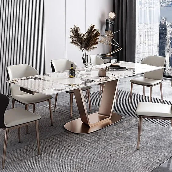 STAINLESS STEEL MARBLE TOP TABLE