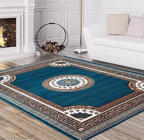 CHOUDHARY CARPET Home Decore Traditional Acrylic Carpet for Your Living Room (5x7 Feet Blue Color)