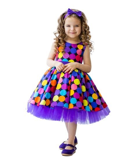 Niren Enterprise Multicolor Polka Dot Baby Girl’s Tutu Style Sleeveless Midi/Knee-Length Dress (1–7 Years)