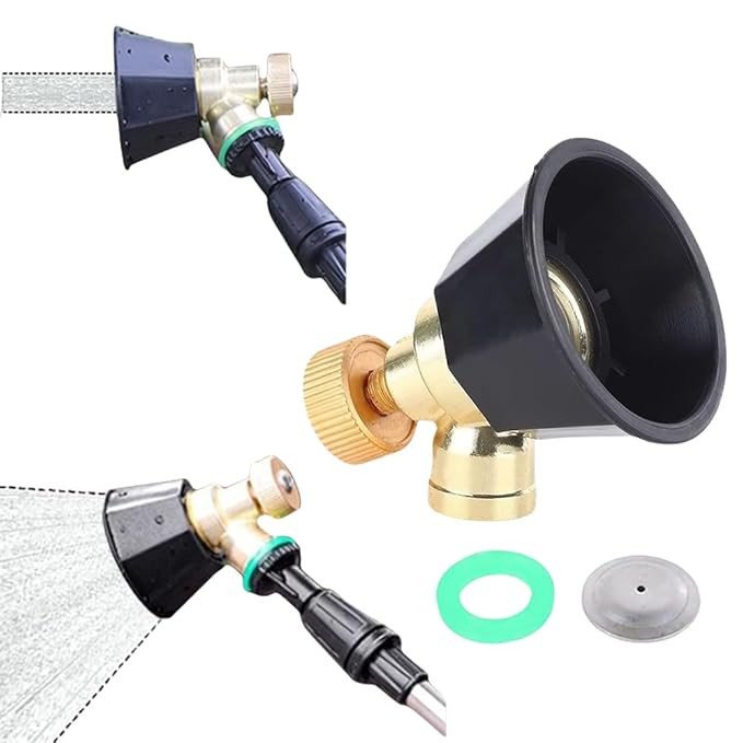 Hodaqe Water Spray Nozzle, Pressure Washer Nozzle, Heavy-Duty Brass With Windproof Cap, 2 Spray Modes Adjustable, Suitable For Agriculture, Garden, Grass Sprinkling, Car or Window Wash - 1pc