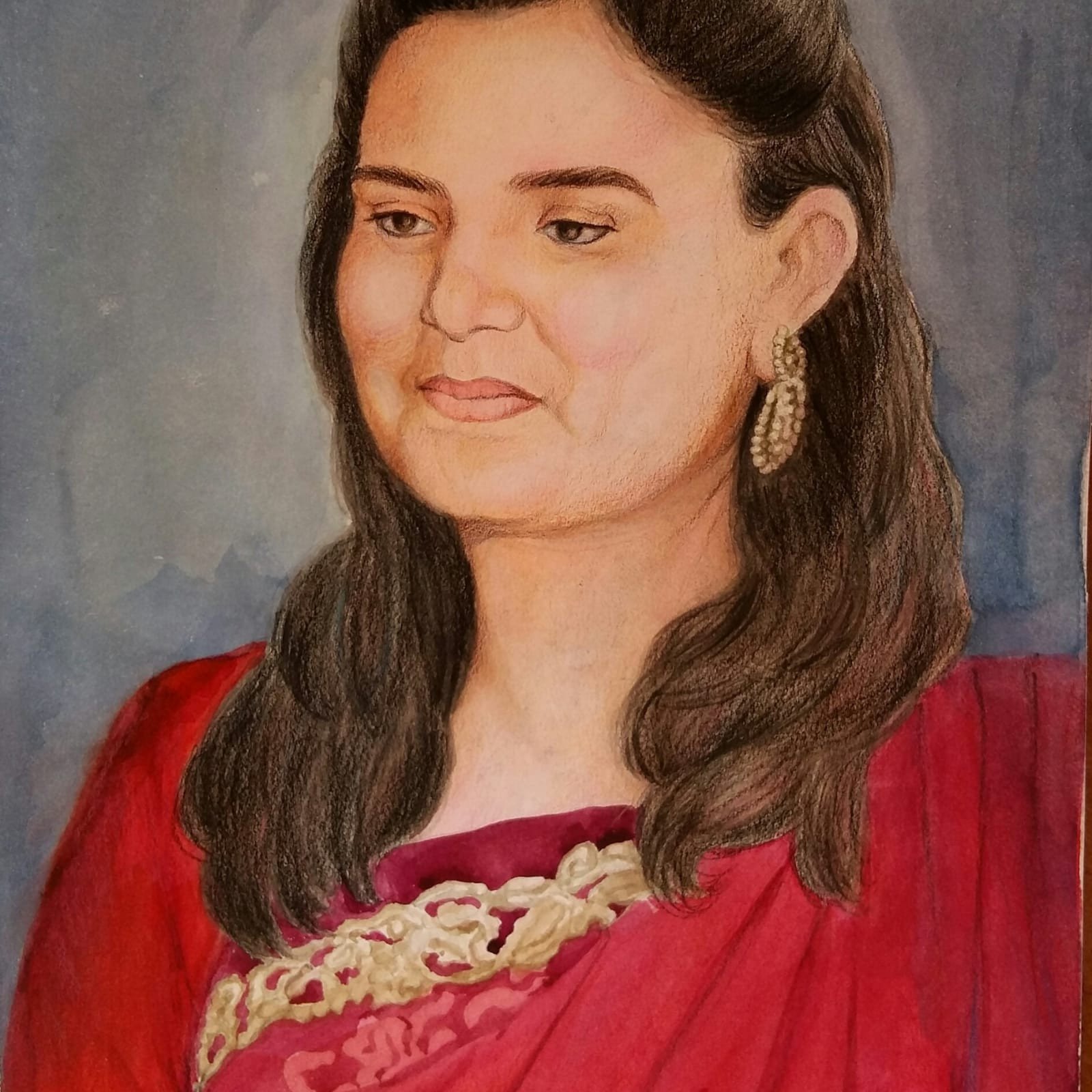 Portrait mix media A2 size