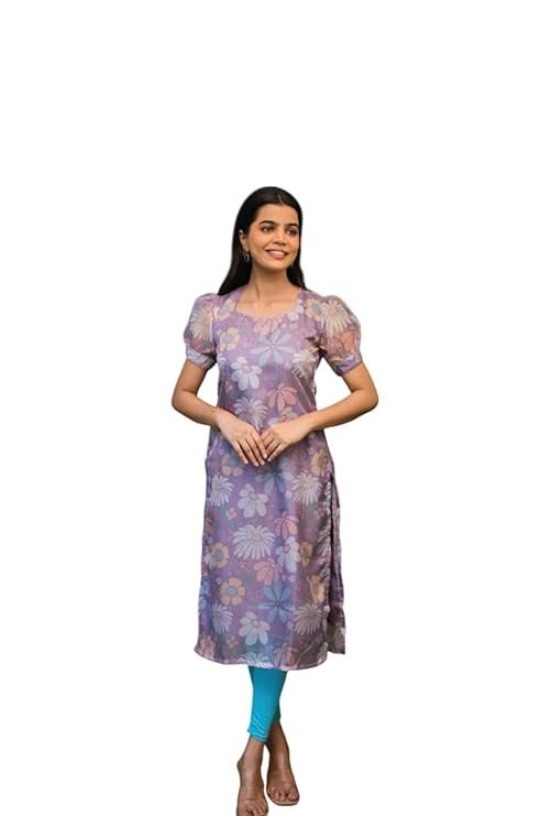 X-GLAM Women's Chanderi Stitched Printed Kurti for Girls Kurta