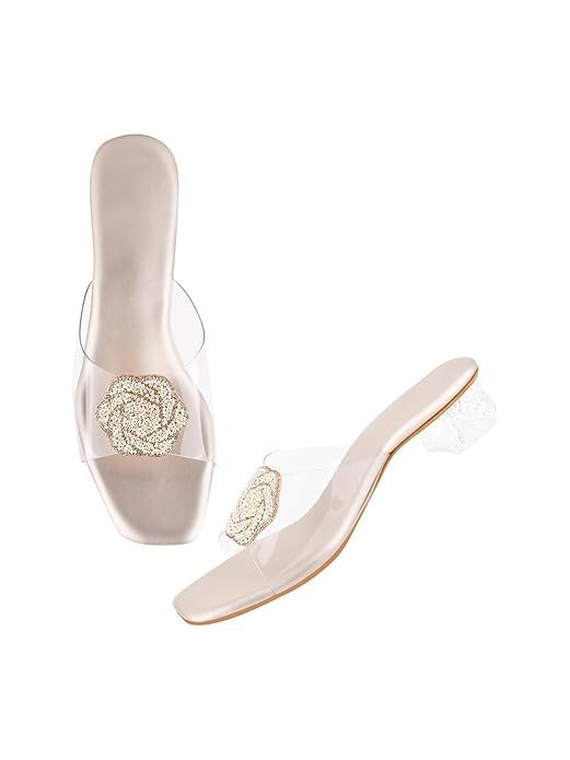 SilverArrow Women's Breezy Cove Heeled Block Heel |Fashion Jutti Sandal | Emboidery with Stone Design Perfect for Casual/Outdoor/Party