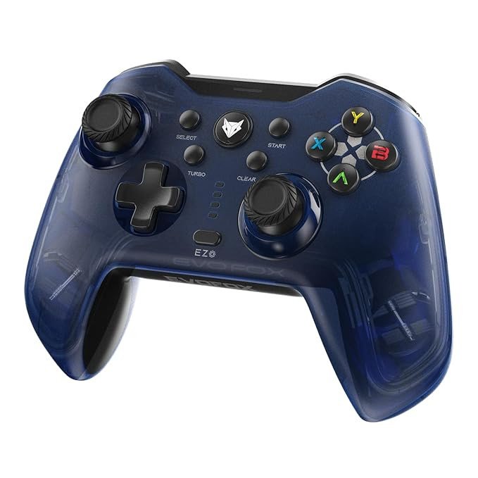 EvoFox Elite X Wireless Gaming Controller - Programmable Buttons, Dual Vibration, Turbo Mode, Analog Triggers, Precision Joysticks, Plug & Play, Translucent Blue Shell
