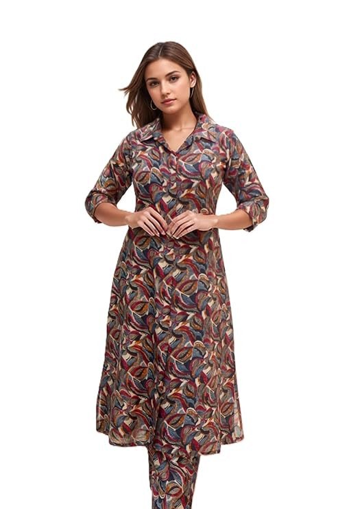 CREATION & YOU Women's Rayon Blend A Line Fit Kurta with Palazzo Pants