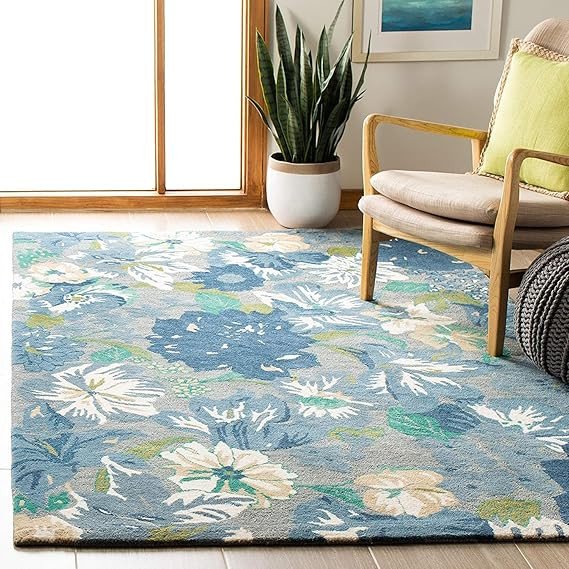 JAUNTY CARPETS Embossed Carved Handmade Export Quality Tuffted Pure Woollen Thick, Carpet For Living Room Bedroom Size 5 X 8 Feet (150X240 Cm), Rectangular, Multicolor