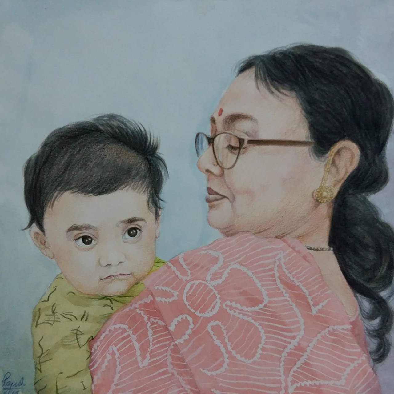 Watercolour portrait 12 by 13 inches